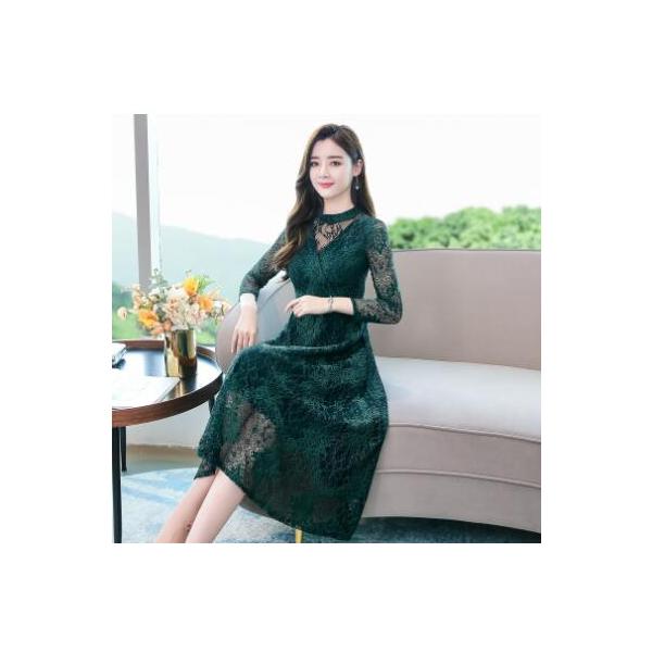 パーティードレス 結婚式 40代 20代 ロング丈 袖あり 長袖 韓国風