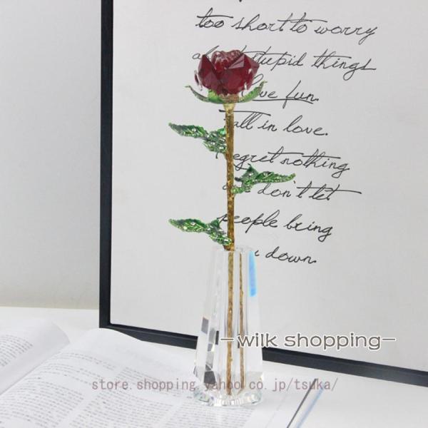 バラ クリスタル 薔薇 置物 誕生日プレゼント女性 フラワー 枯れ