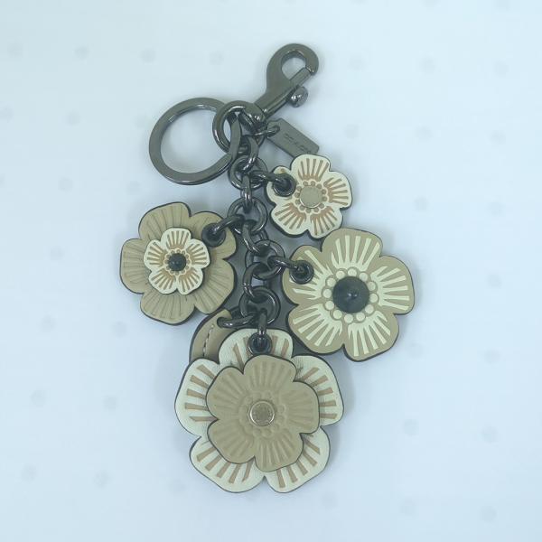 コーチ ティーローズ フラワー キーホルダ キーリング チャームブラウンベージュ COACH コーチ ティーローズ フラワー キーホルダ キーリング