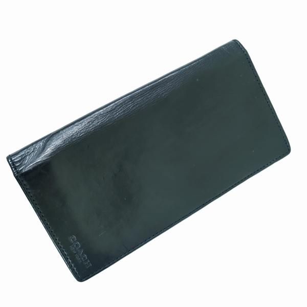 コーチ 型押し ロゴ シグネチャー メンズ レザー 長財布 COACH 財布 黒 COACH（コーチ） 長財布 二つ折り レザー ブラック 黒 メンズ 型押し