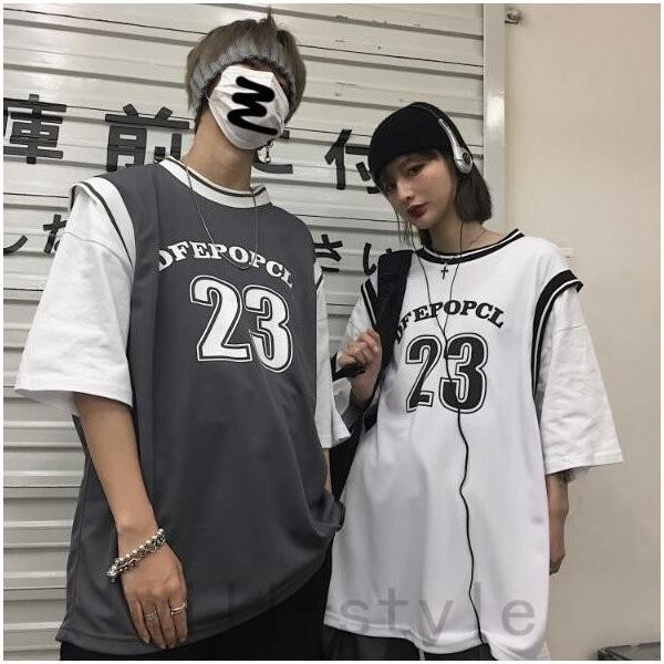 重ね着風tシャツ韓国オルチャンストリートダンス衣装半袖バスケタンクトップロゴhiphop原宿系アメカジトップス Joy Atcbgqvn Will Style 通販 Yahoo ショッピング