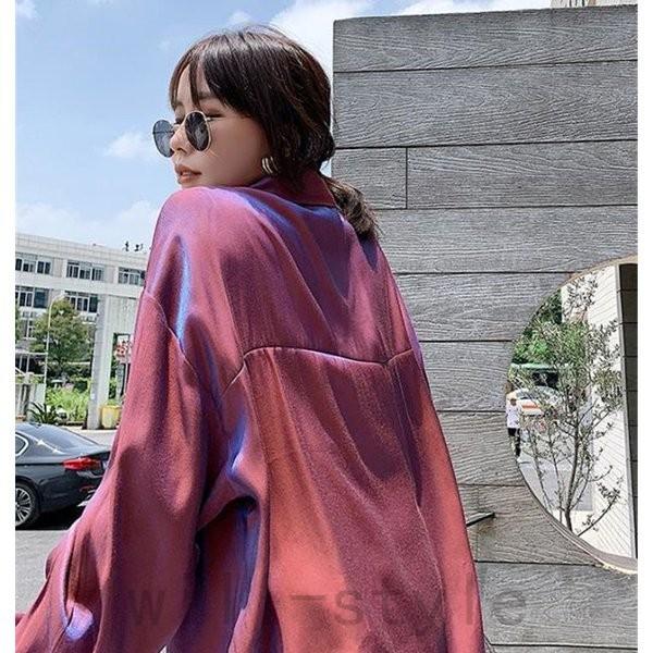 メタリックシャツ韓国オルチャンストリートダンス衣装派手原宿系偏光ホログラムオーロラ長袖トップス Joy D31dfyoj Will Style 通販 Yahoo ショッピング