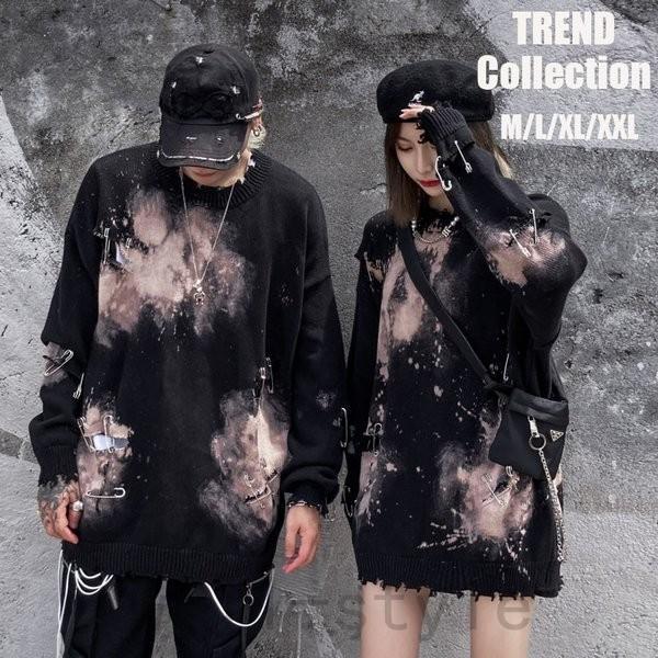 セーター韓国オルチャンストリートタイダイ柄ダメージ安全ピン原宿系派手ニットv系hiphopトップス Joy Edtiqwnp Will Style 通販 Yahoo ショッピング