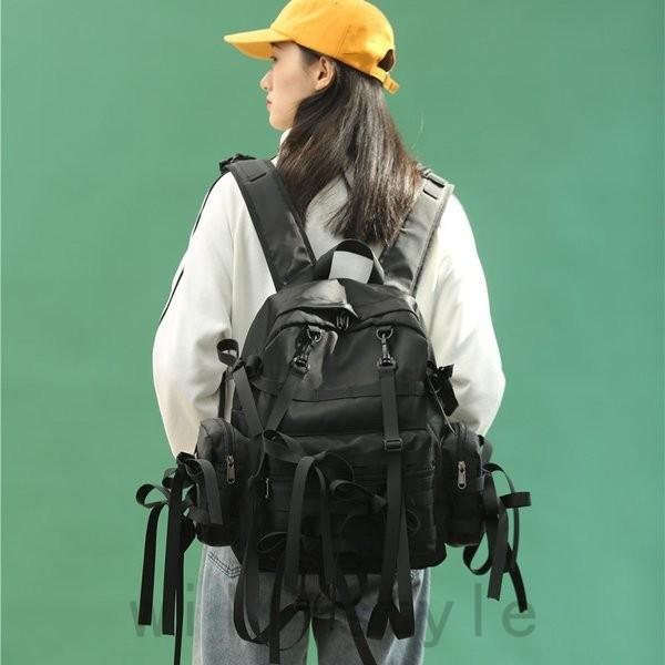 リュック韓国オルチャンストリートv系原宿系黒ストラップリボン大容量通勤hiphopサブカルバックパックバッグレッスン Joy Hwhzbrf0 Will Style 通販 Yahoo ショッピング