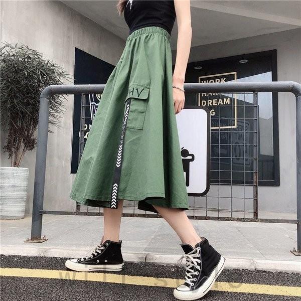 ロングスカート韓国オルチャンストリート原宿系v系ロゴポケットストラップ黒衣装サブストボトムス Joy R4dck0mx Will Style 通販 Yahoo ショッピング