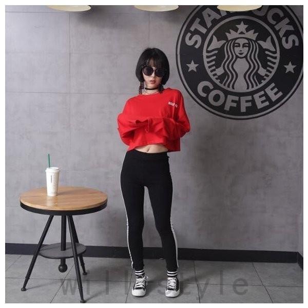 ショート丈tシャツ韓国オルチャンストリートダンス衣装ロゴ原宿系長袖黒赤ロンthiphopレッスン着トップス Joy Uhtq14gt Will Style 通販 Yahoo ショッピング