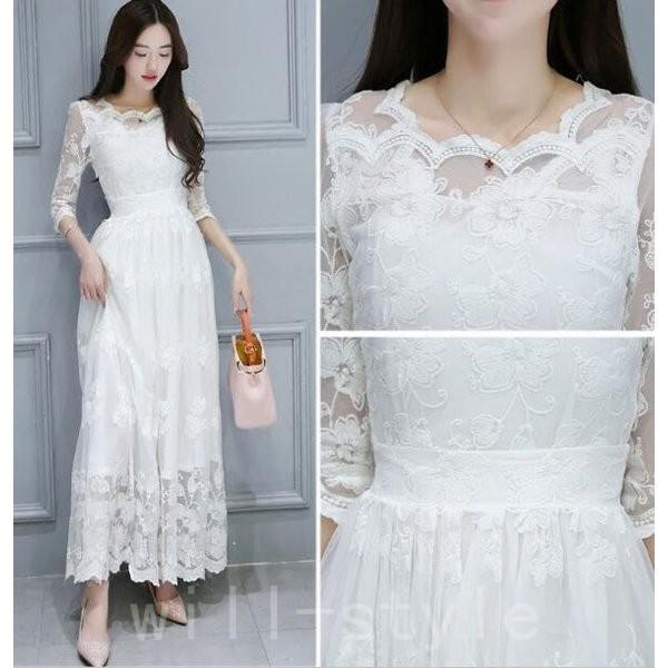 ワンピースマキシワンピ体型カバーロングドレスレース白ホワイトパーティードレスフォーマル二次会ドレス結婚式お姫系マザードレス Spi R4eq2z5f Will Style 通販 Yahoo ショッピング