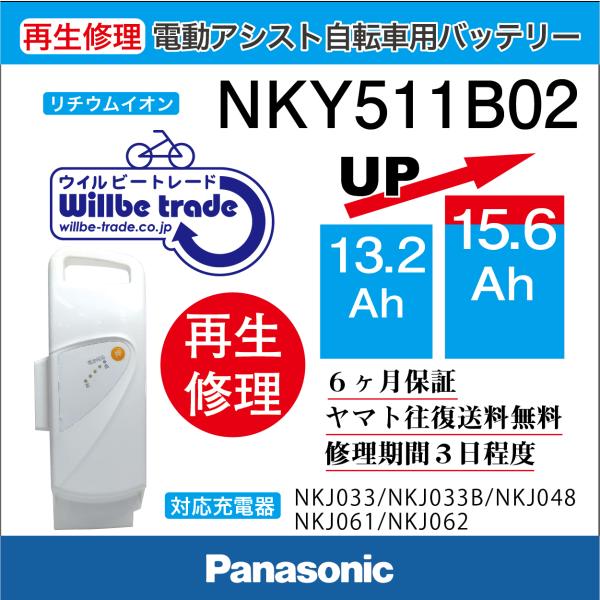 電動自転車 バッテリー パナソニック Panasonic NKY511B02(13.2→15.6