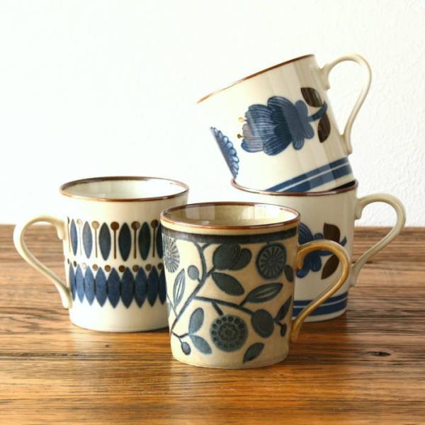 北欧デザインをヴィンテージ調にアレンジしたマグカップです。少しクスミを効かせハンドペイントの深みのある味わいが表現されています。少し大きめサイズ（340ml）なのでたっぷりと飲みたい方にはおススメ。飾っていてもお洒落な雰囲気を演出してくれる...