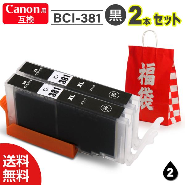 【インク 福袋 2本セット】インク プリンターインク インクカートリッジ キャノン互換 インク Canon互換 キャノン用 BCI-381 ブラック 最新ICチップ付