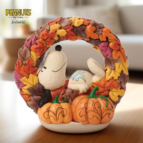 スヌーピー オン フォール リース 15.2cm ハロウィン | ジムショア ピーナッツ グッズ フィギュア 人形 置物 彫刻 Jim Shore 正