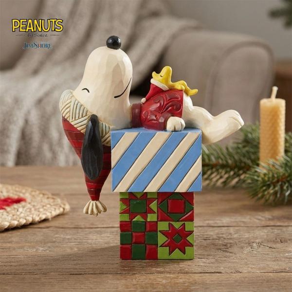 スヌーピー&ウッドストック クリスマスギフト 10.1cm クリスマス | ジムショア ピーナッツ グッズ フィギュア 人形 置物 彫刻 Jim Sh
