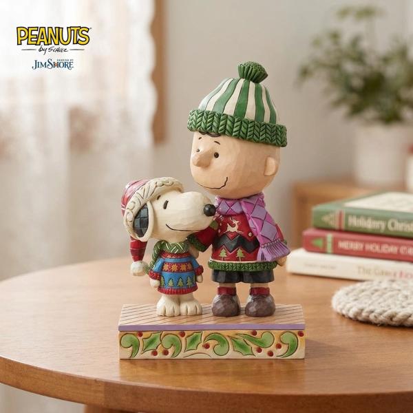 スヌーピー&チャーリー クリスマスセーター 17cm クリスマス | ジムショア ピーナッツ グッズ フィギュア 人形 置物 彫刻 Jim Shore
