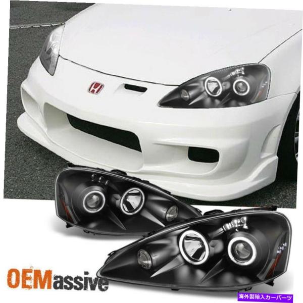 USヘッドライト FIT 2005 2006 Acura RSX Integra DC5 Black CCFL Halo