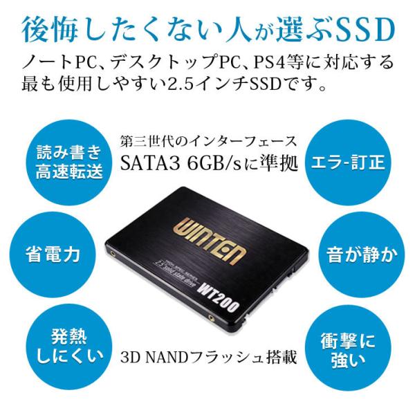 WINTEN SSD 256GB 5Nۏ Xy[T[t 2.5C` SSD SATA3 6GB/s 3D NAND PS4 mF tbV G[ ȓd WT200-SSD-256GB 5589 i摜4