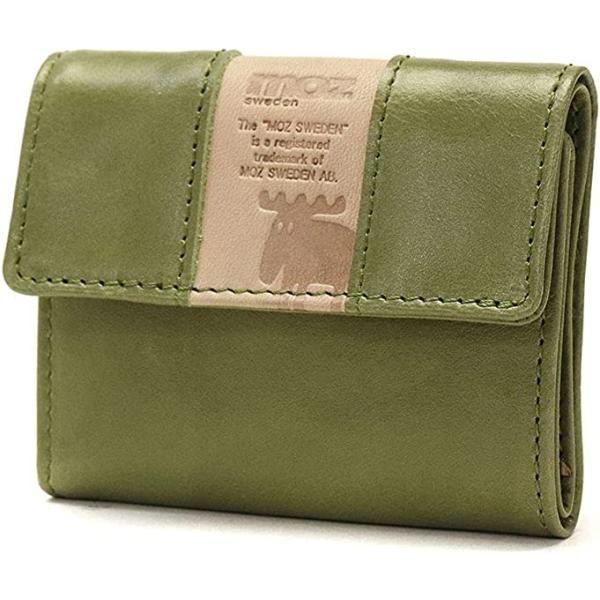 MOZ　モズ　　本革 三つ折り 財布 ミニ　エルク　ヘラジカ　スウェーデン　北欧　86090　グリーン　GR