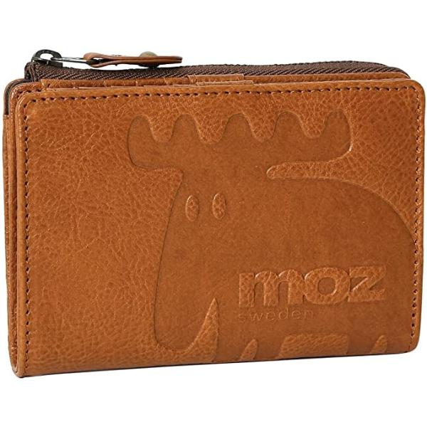 MOZ　モズ  二つ折り ラウンドファスナー付 財布 本革　　86120　キャメル　CA　ヘラジカ　エルク　北欧