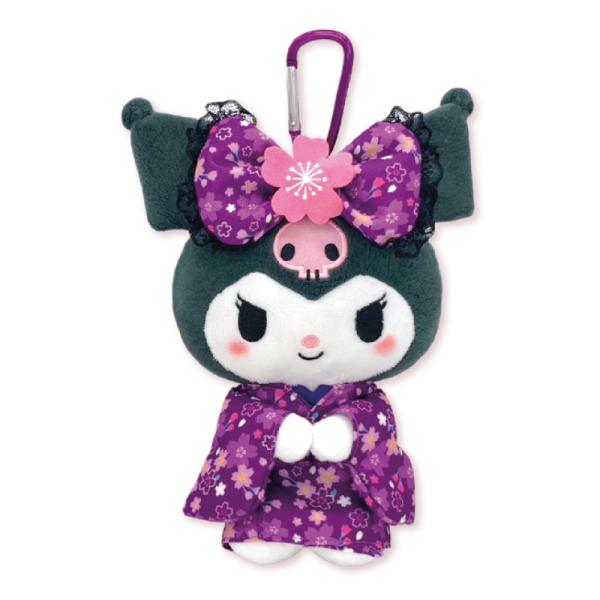 サンリオ　ぬいぐるみ　カラビナ付エコバッグ　桜着物　クロミ　サンリオキャラクターズ　　193612-24　ナカジマコーポレション