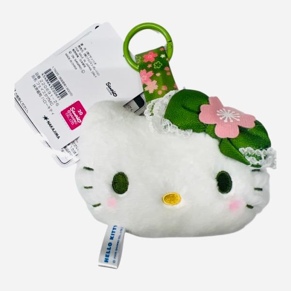 正規品タグ付き　sanrio　サンリオ　ぬいぐるみフェイスタグ　抹茶着物　ハローキティ　220691-25　サンリオキャラクターズ　プレゼント　お土産　和柄