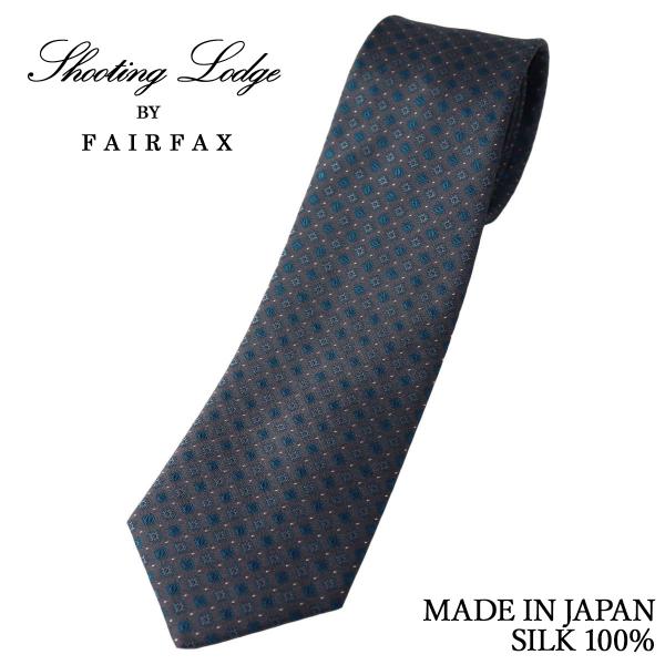 フェアファクス FAIRFAX ネクタイ 小紋&ピンドット ダークグレー シルク100% 日本製 メンズ ブランド ビジネス | 結婚式 プレゼント 祝い 人気