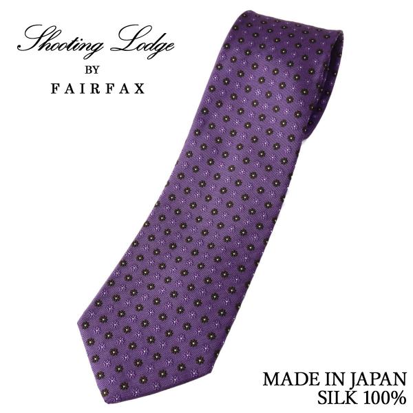 フェアファクス FAIRFAX ネクタイ 花柄小紋 パープル シルク100% 日本製 メンズ ブランド ビジネス | 結婚式 プレゼント 祝い