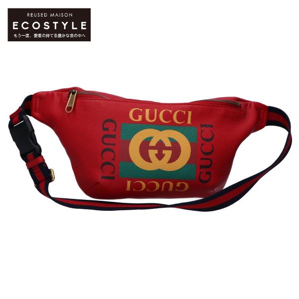 美品/ GUCCI グッチ 493869 ヴィンテージロゴプリント レザー