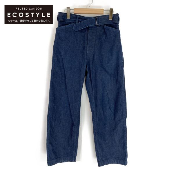 COMOLI コモリ I01-03004 インディゴ BELTED DENIM PANTS 1 ボトムス