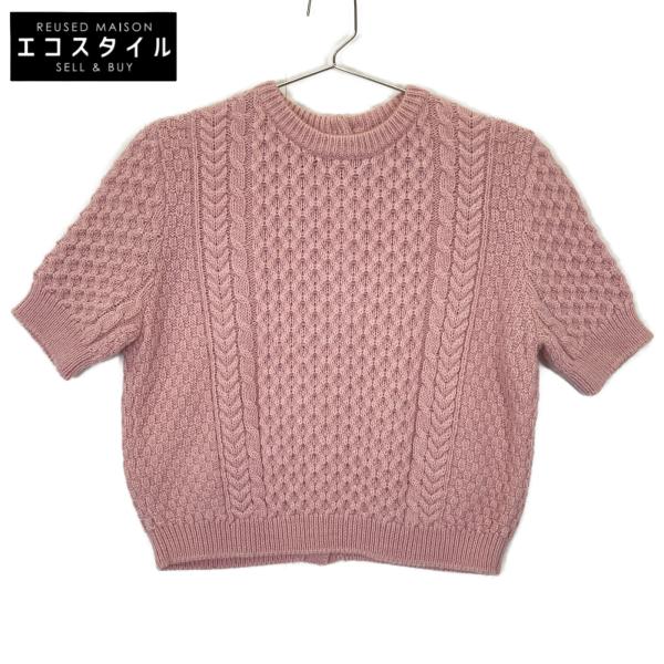 miu miu（ミュウミュウ） ピンク 編み込み ニットカーディガン ピンク