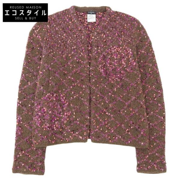 CHANEL - シャネル CHANEL シャネル カメリア×COCO ジャケット カーディガン レディース ブラウン ピンク 40 01A P18083V00973 40 CHANEL シャネル カメリア×COCO ジャケット カーディガン