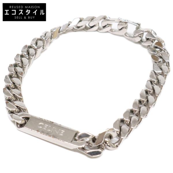 CELINE シルバー パール チェーンブレスレット CELINE(セリーヌ) ハンドカフチェーンブレスレット シルバー｜【公式