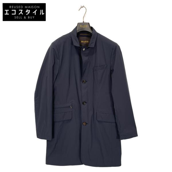 ムーレー　BASSANI-STP ネイビー 撥水 コート　ネイビー　S MOORER ムーレー BASSANI-STP ネイビー 撥水 ポリエステル コート 44