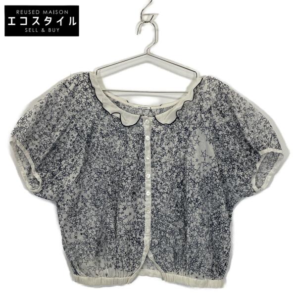 ミナペルホネン ﾎﾜｲﾄ×ﾈｲﾋﾞｰ ns1371 galilleo ｶﾞﾘﾚｵ 総柄 ﾌﾞﾗｳｽ 38 mina perhonen（ミナペルホネン） ホワイト×ネイビー ns1371 galilleo