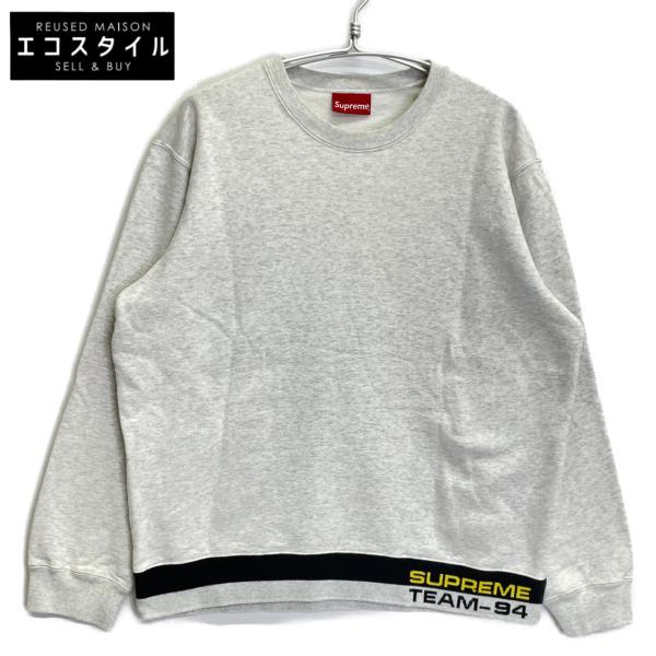 Supreme（シュプリーム） グレー リブ ストライプ クルーネック