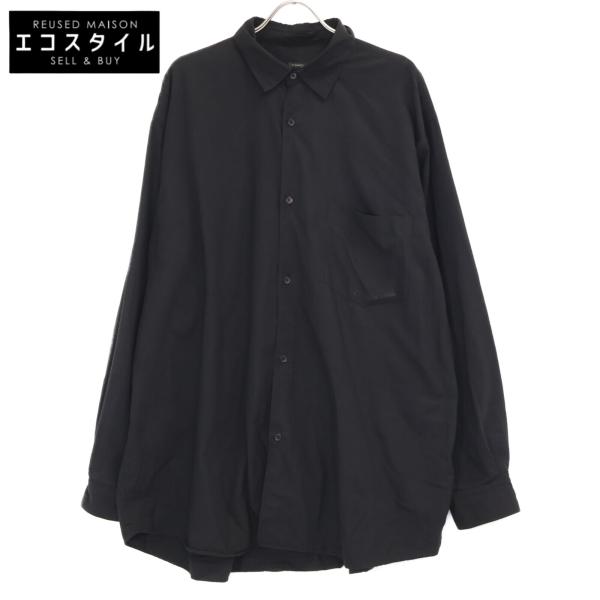 COMOLI コモリ カジュアルシャツ 3(L位) 黒 【古着】 COMOLI コモリ A03-02006 24AW ブラック KHADIコットンWレイヤー