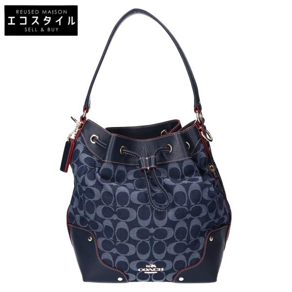 COACH コーチ F37224 ブルー シグネチャー 2WAYバッグ