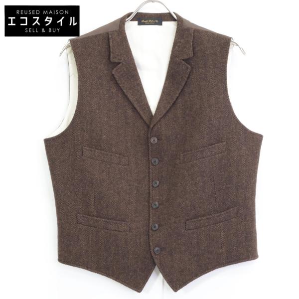 RRLウールベスト38S RRL ダブルアールエル ブラウン ヘリンボーン ウール ベスト 40S