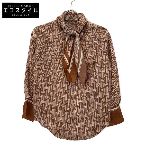 Chloe 国内正規/ CHLOE クロエ 総柄 シルク100％ ボウタイ ブラウス  