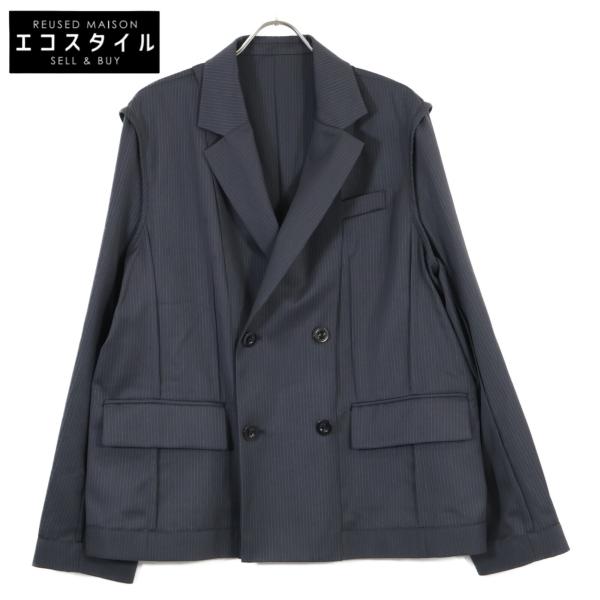 sacai（サカイ） 25-03632M ストライプ Doeskin Jacket ブラック 1