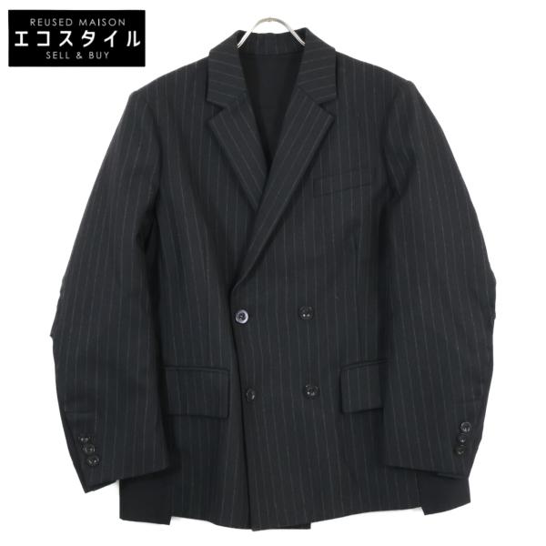 sacai（サカイ） 24-03477M ブラック Chalk Stripe x Rip Stop Jacket