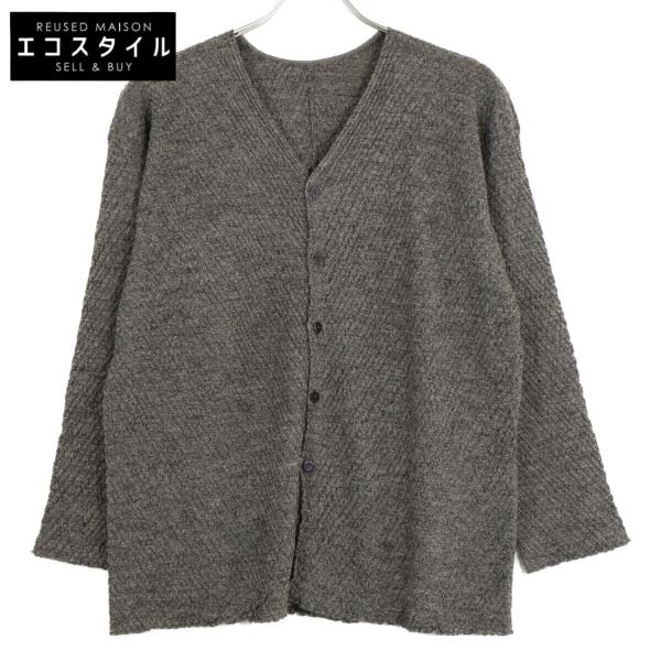 JURGEN LEHL ヨーガンレール グレー ウール ノーカラー シャツ