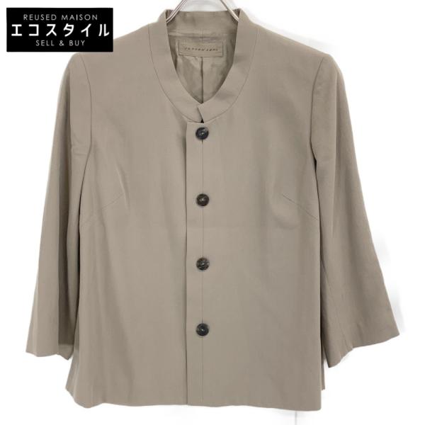 JURGEN LEHL ヨーガンレール ブラウン ノーカラー コットン シャツ