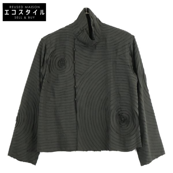 JURGEN LEHL ヨーガンレール カーキ シルク プリーツ シャツブラウス