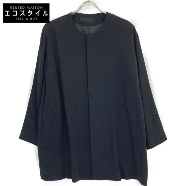 JURGEN LEHL ヨーガンレール ブラック ウール ノーカラー ジャケット