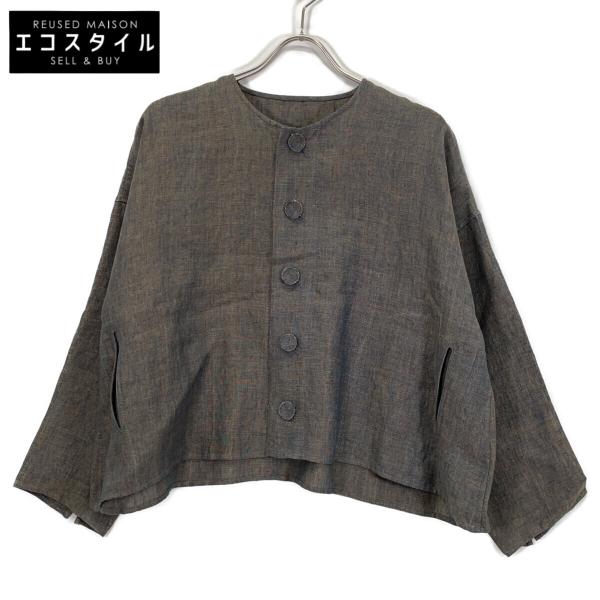 Babaghuri ババグーリ ベージュ系 リネン100 ノーカラー ジャケット