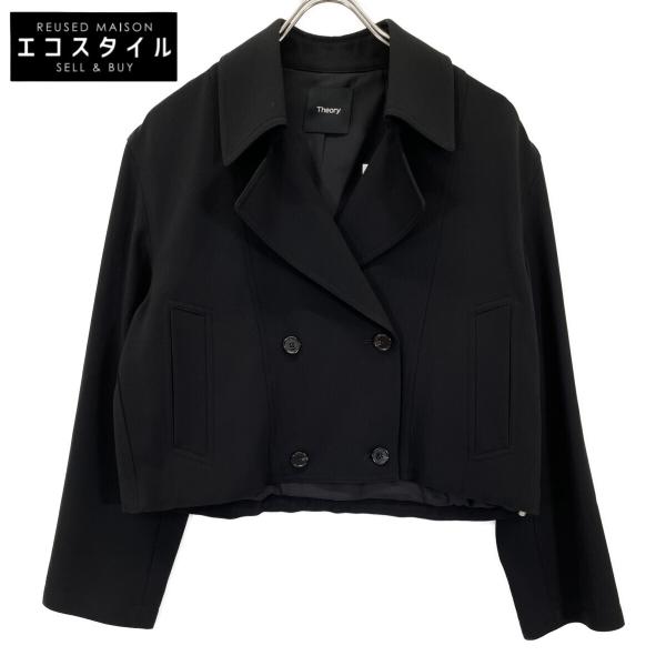 セオリー2025SS Admiral Crepe ジャケット新品 theory（セオリー） 24年 ブラック Admiral Crepe OS Crop Trench