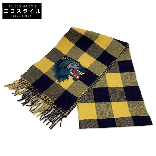 GUCCI（グッチ） 美品/国内正規 494045 チェック ウルフ刺繍 フリンジ