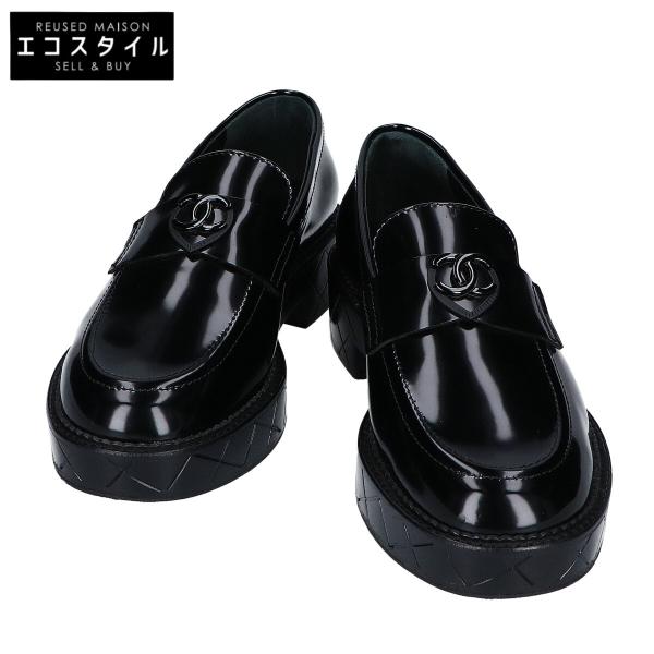 CHANELローファー CHANEL（シャネル） 美品 24K G46072B18479 ブラック シャイニーカーフ