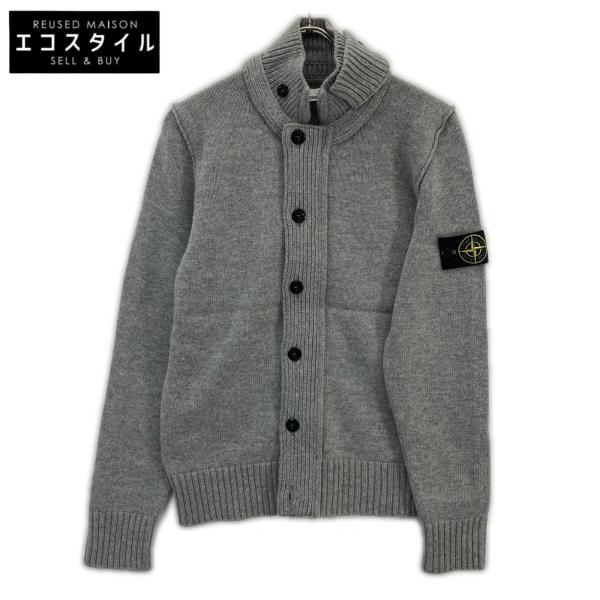 STONE ISLAND ストーンアイランド グレー ウール スタンドカラー カーディガン グレー M トップス メンズ 中古