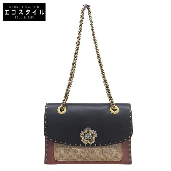 美品★COACH ショルダーバッグ ハンドバッグ　黒 COACH（コーチ） チェーン ショルダーバッグ レディース ブラウン