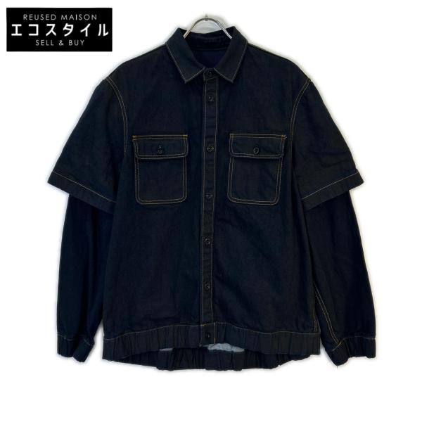 sacai サカイ 24-03438M インディゴ デニムプリント ドッキングシャツ 1 sacai（サカイ） 24-03438M インディゴ デニムプリント ドッキング